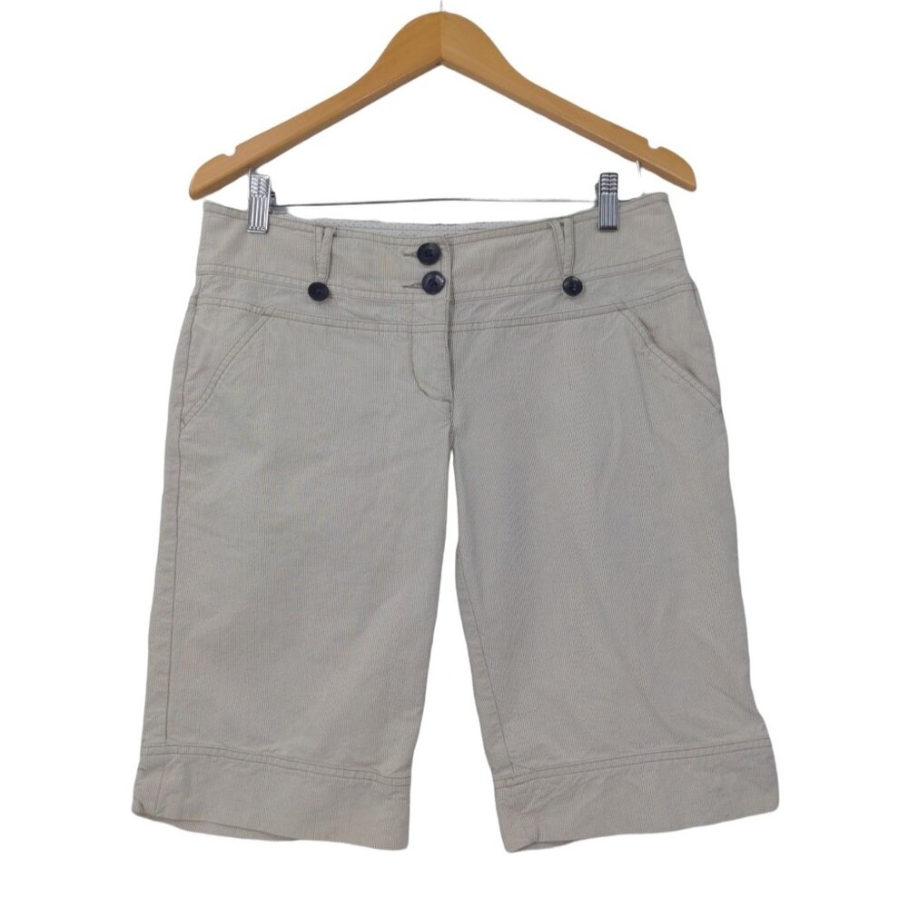 elevenses Light Beige Bermuda Shorts with Button Detail